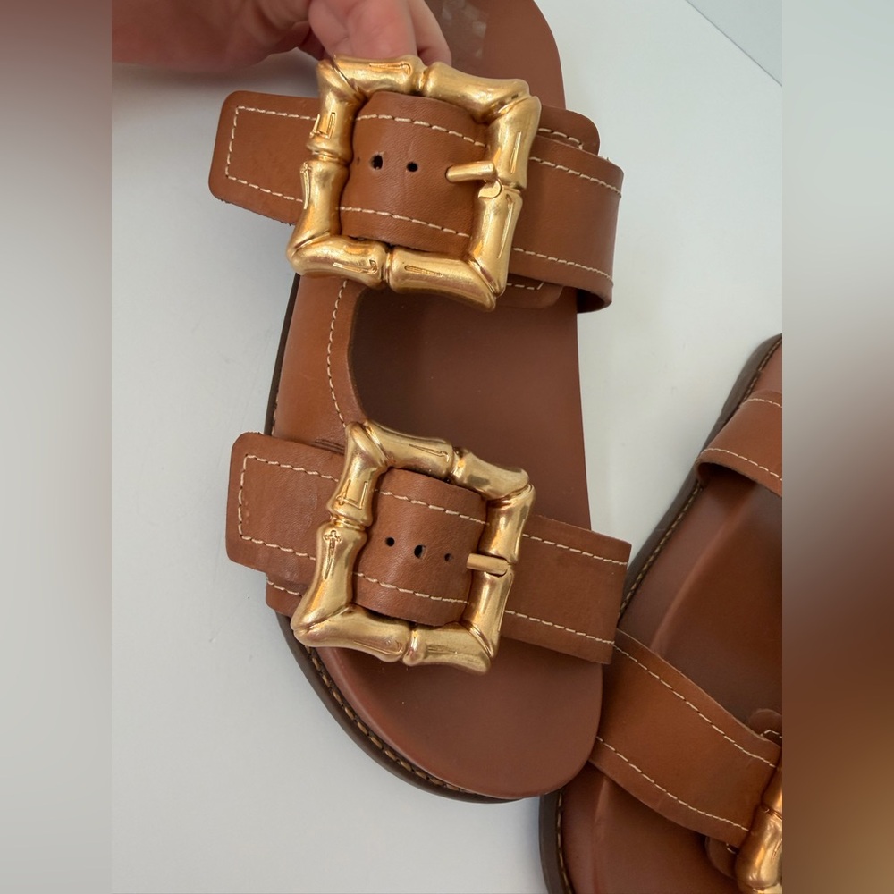 SCHUTZ Women's Enola Slides in Tan/Brown, Size 9.5 - Picture 4 of 9